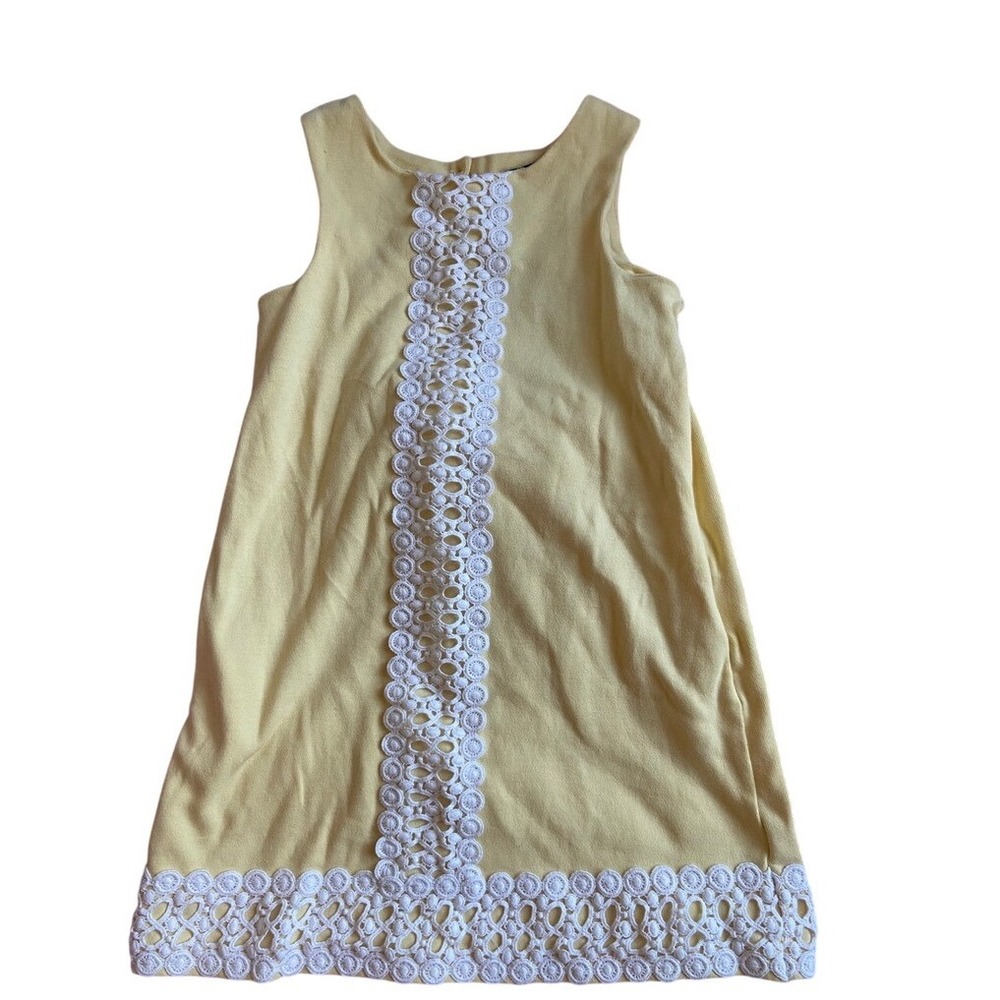 Hartstrings light yellow shift dress heavy cotton‎ 6 classy modest heritage